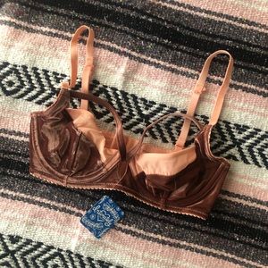 NWT Free People Velvet and Mesh Strappy Bra 32C